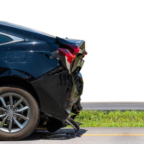 Image of the aftermath of a rear end collision